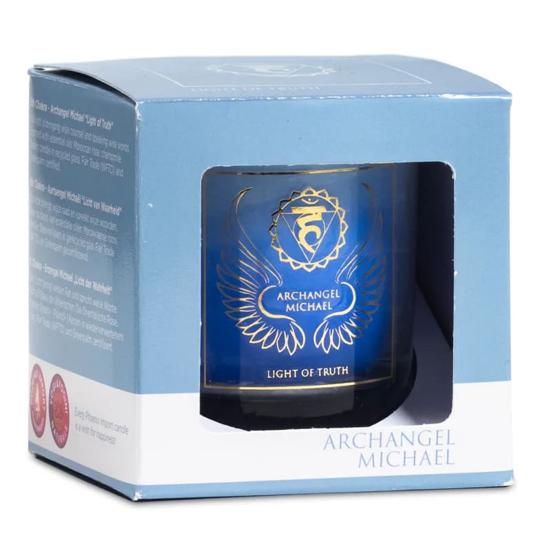 Duftende Votiv-Kerze Erzengel Michael "Licht der Wahrheit" 5. Chakra