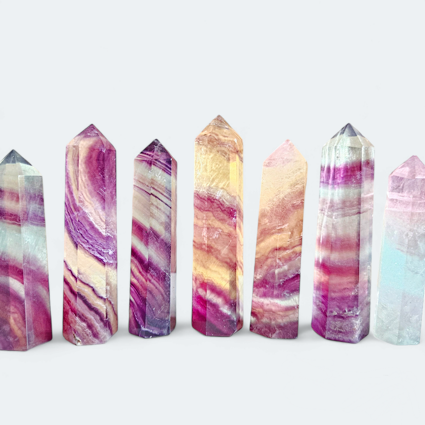 Regenbogen Fluorit Obelisk