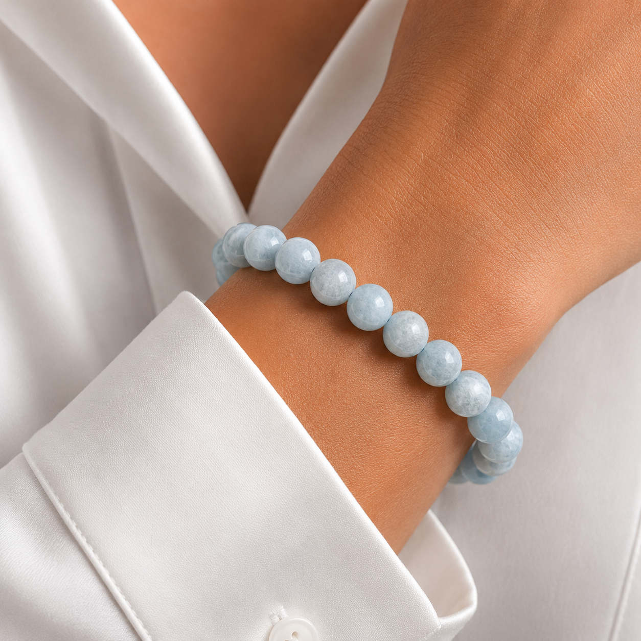 Aquamarin Armband Kugel 10mm