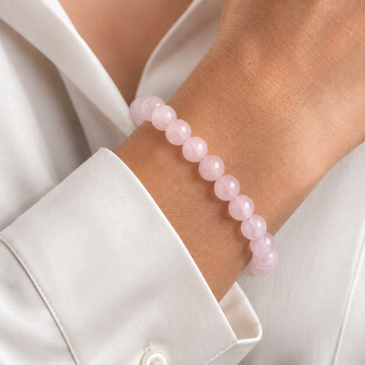 Rosenquarz Armband Kugel 8mm