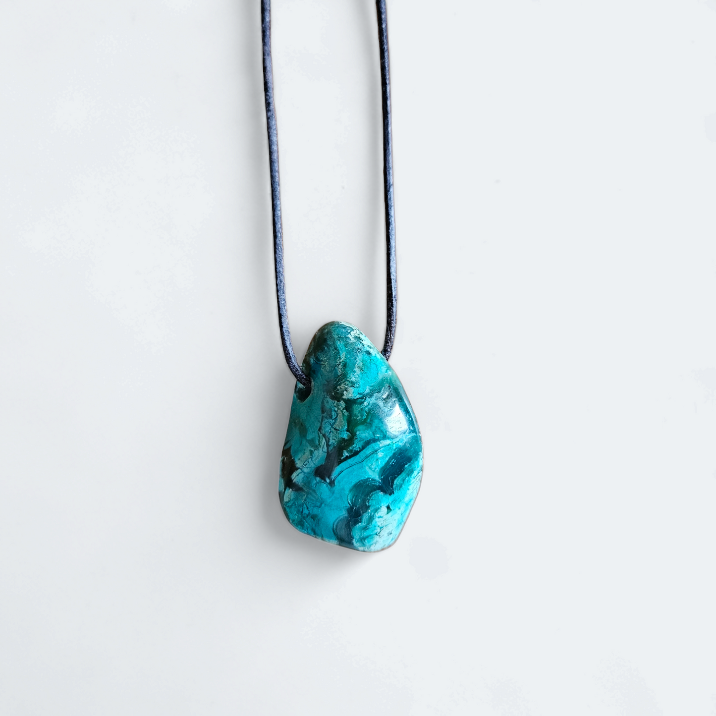 Gem Silica (Chrysokoll-Chalcedon) Kettenanhänger gebohrt