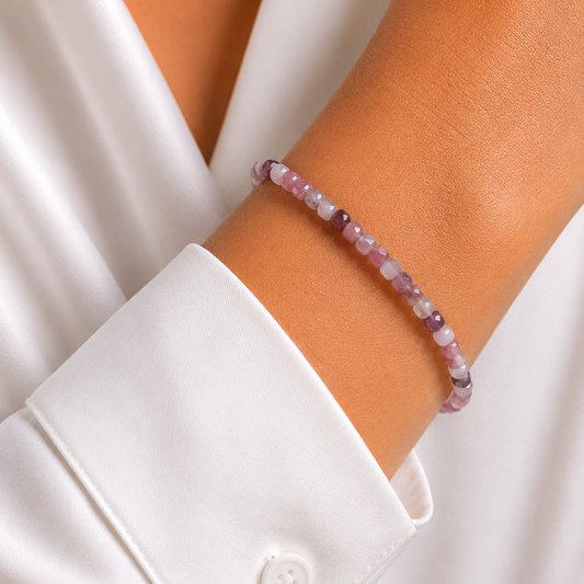 Pinker Turmalin und Lepidolith Armband facettiert 4mm