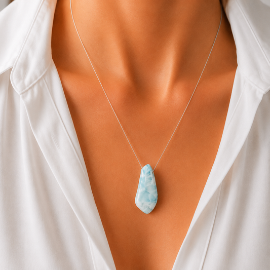 Larimar Kettenanhänger gebohrt