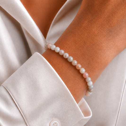 Mondstein Armband Kugel 6mm
