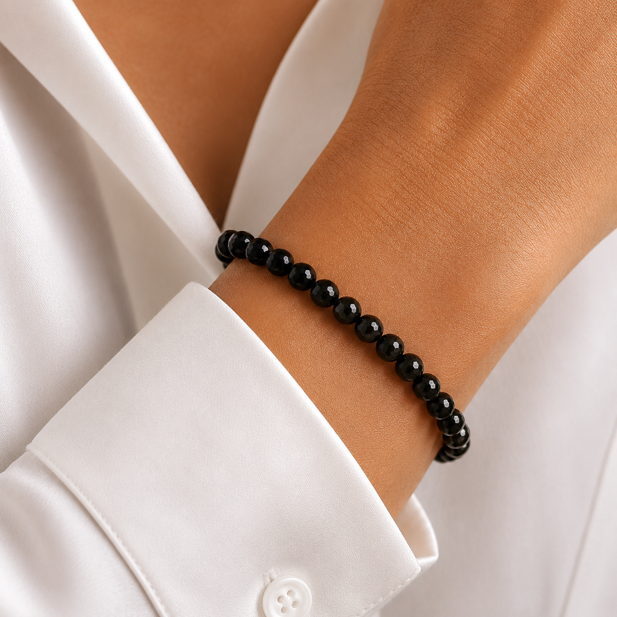 Obsidian Armband Kugel 6mm facettiert