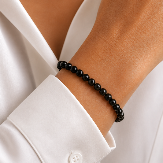 Obsidian Armband Kugel 6mm facettiert