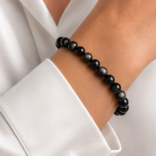 Silberobsidian Armband Kugel 8mm