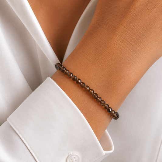 Rauchquarz Armband facettiert 4mm