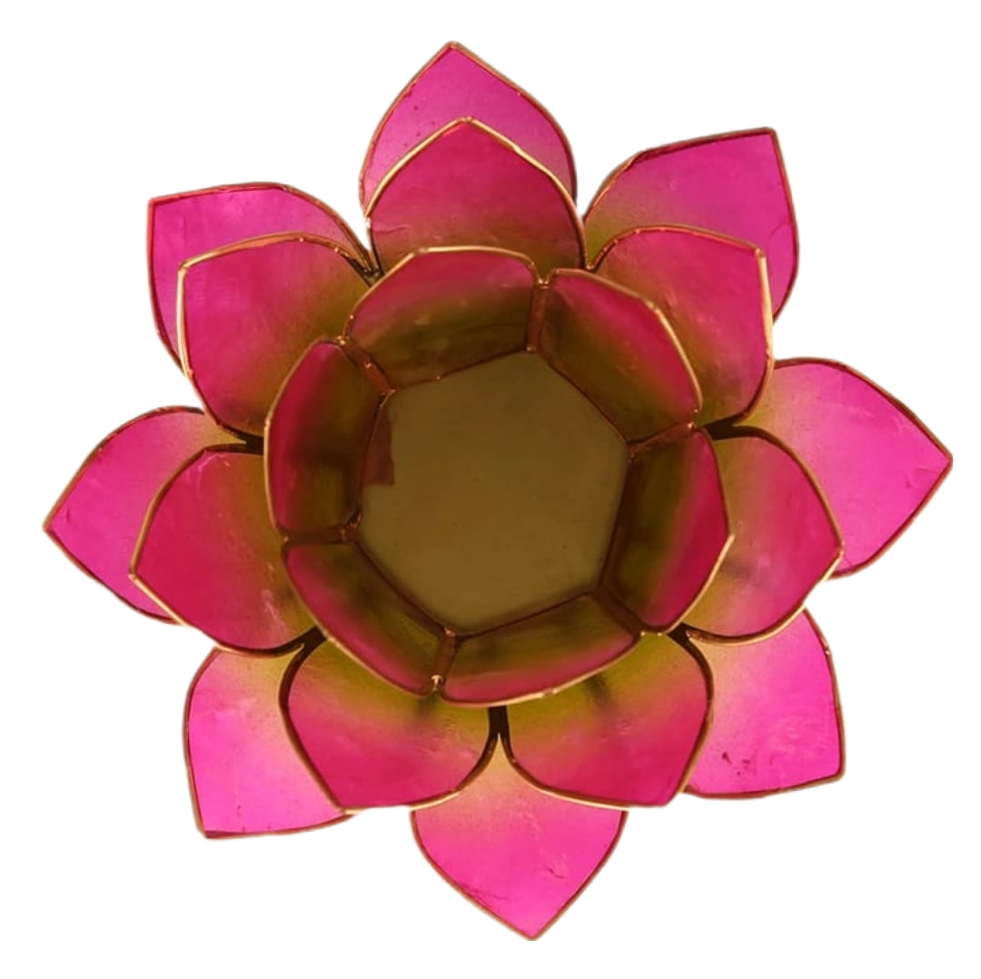Lotus Teelichthalter magenta goldfarbig