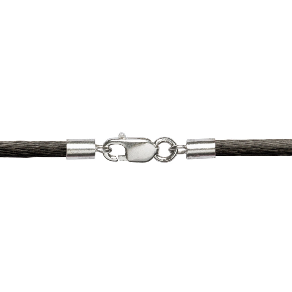 Nylonband schwarz 2mm/45cm mit 925 Silberverschluss