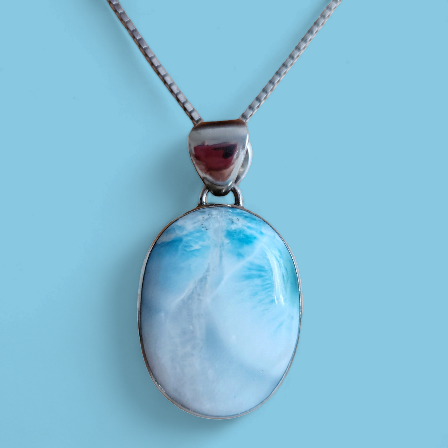 Larimar Anhänger hochglanzpoliert 925 Silber
