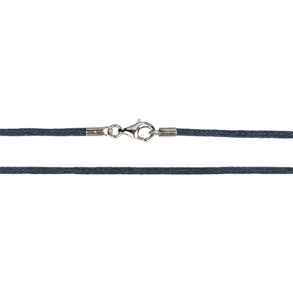 Baumwollband dunkelblau 1,5mm/45cm mit 925 Silberverschluss