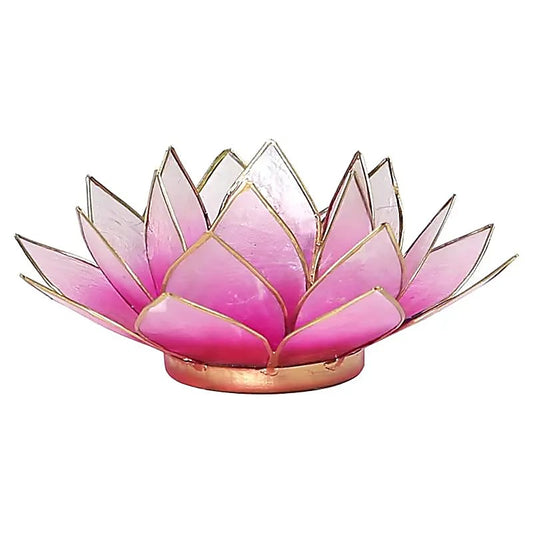 Lotus Teelichthalter rosa/weiß goldfarbig