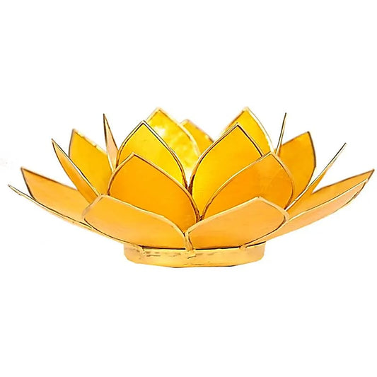 Lotus Teelichthalter gelb 3. Chakra goldfarbig