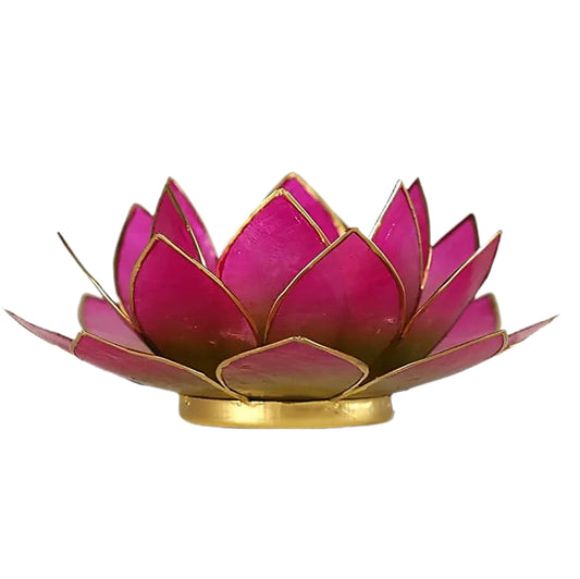 Lotus Teelichthalter magenta goldfarbig