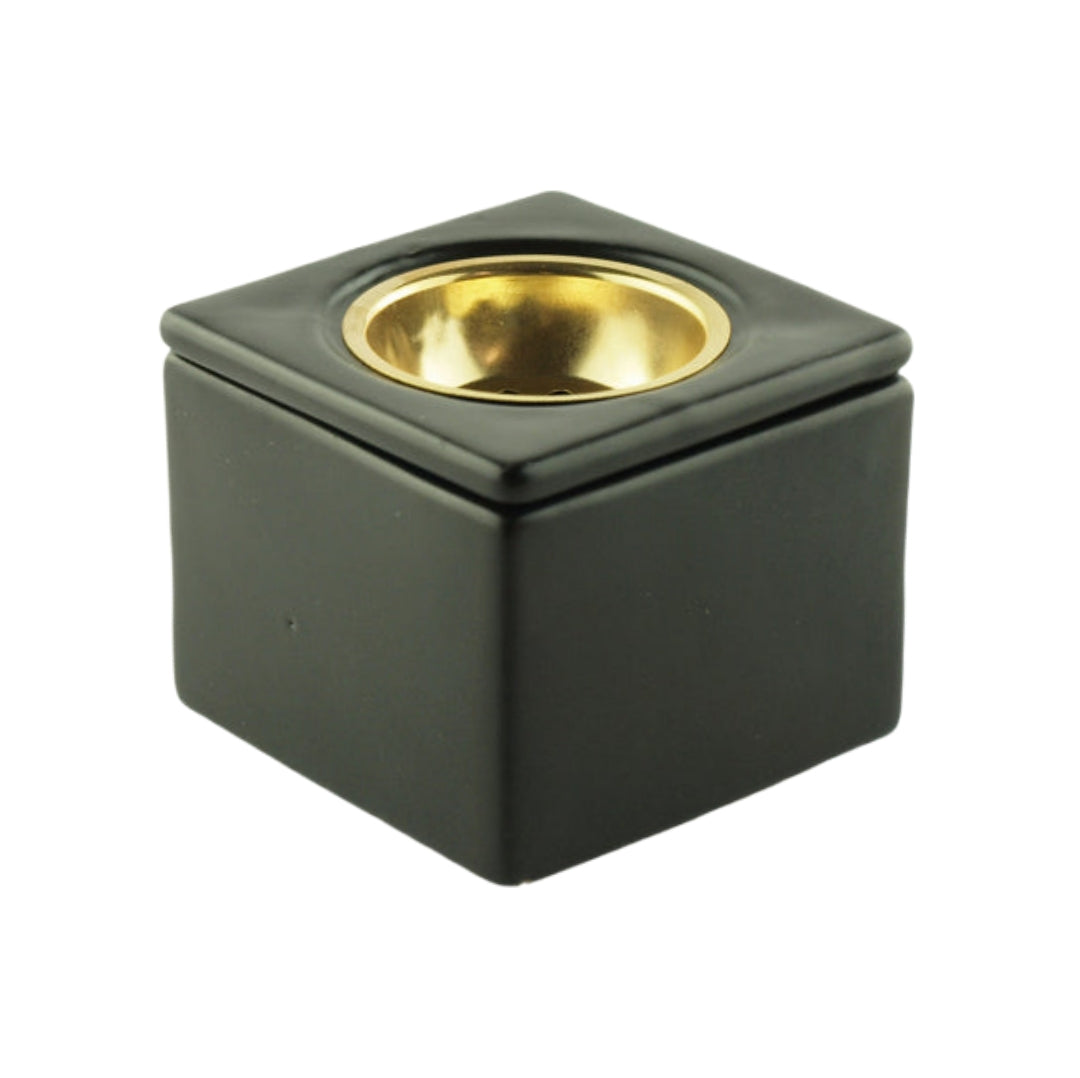 Schlichter Räucherwerkbrenner "Kubus" schwarz