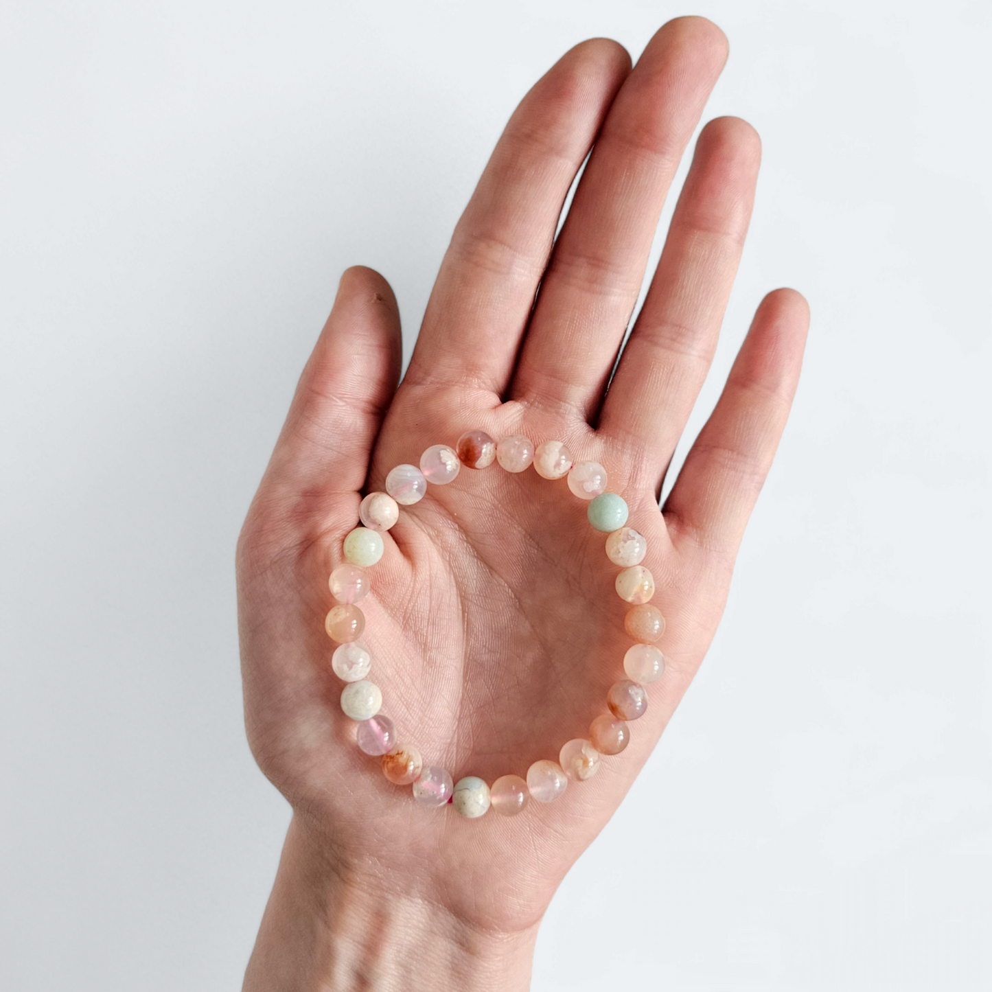 Kirschblüten Chalcedon Armband Kugel 8mm